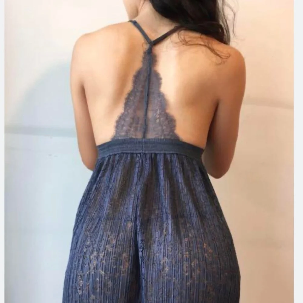 NWOT Victoria's Secret VERY SEXY Pleated Flyaway Babydoll Slip Steel Blue XS